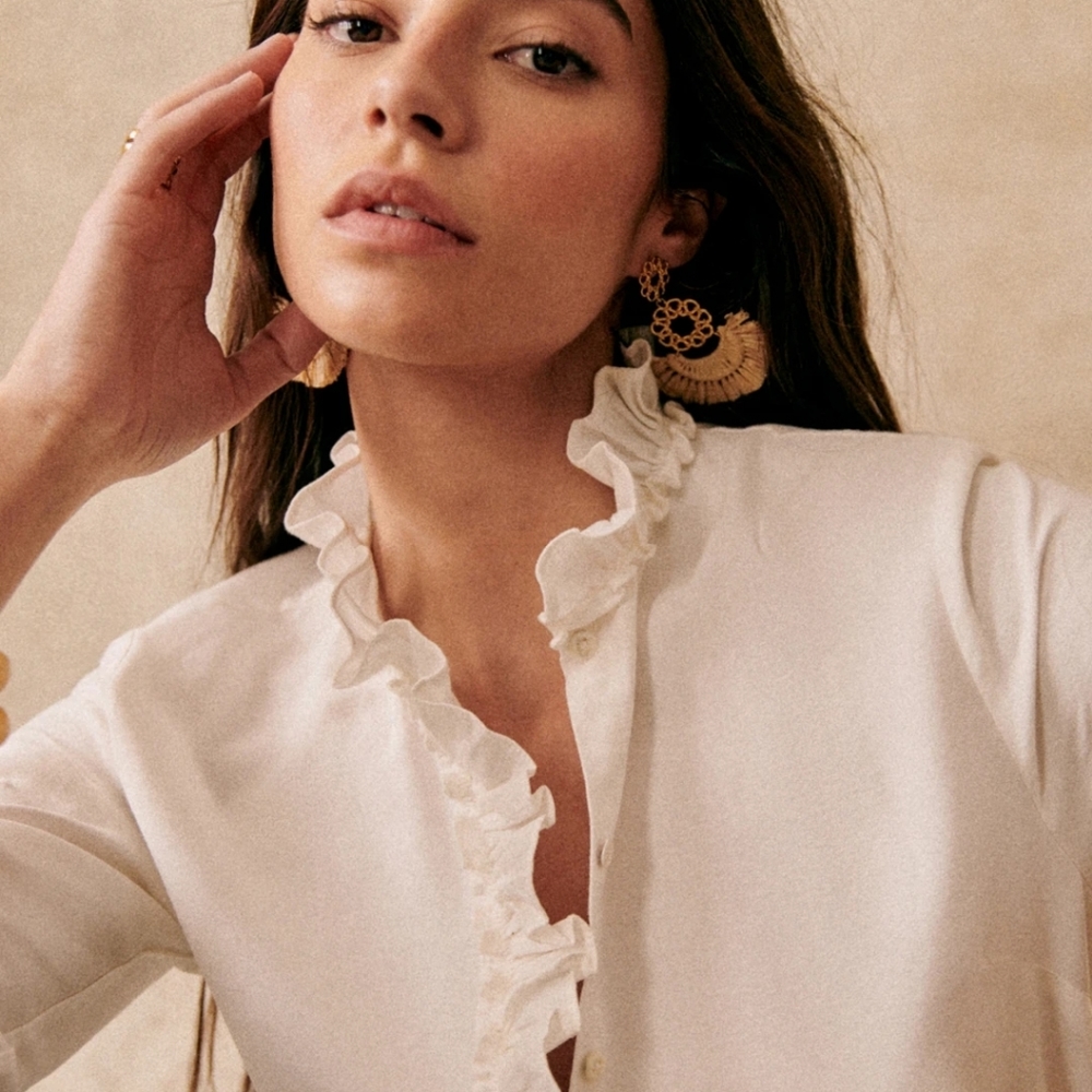 Sezane Castella Ruffled Button-Up Blouse - Picture 2 of 5